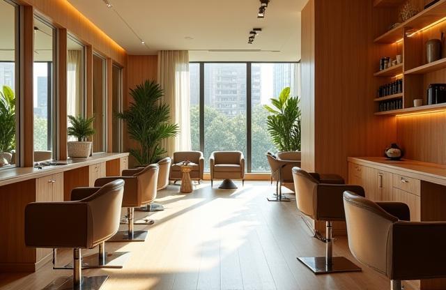 Stylish interior of The London Hair Studio in Mayfair